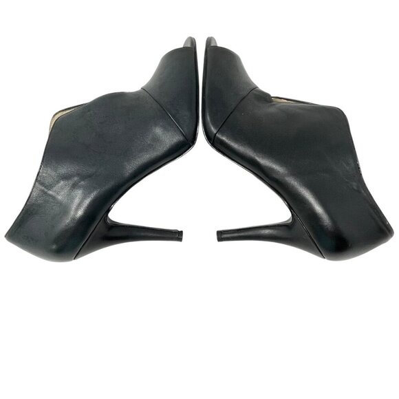Nine West Black Leather Peep Toe High Heel Booties Size 8 1/2 Baddie Moto Rocker - Picture 5 of 9
